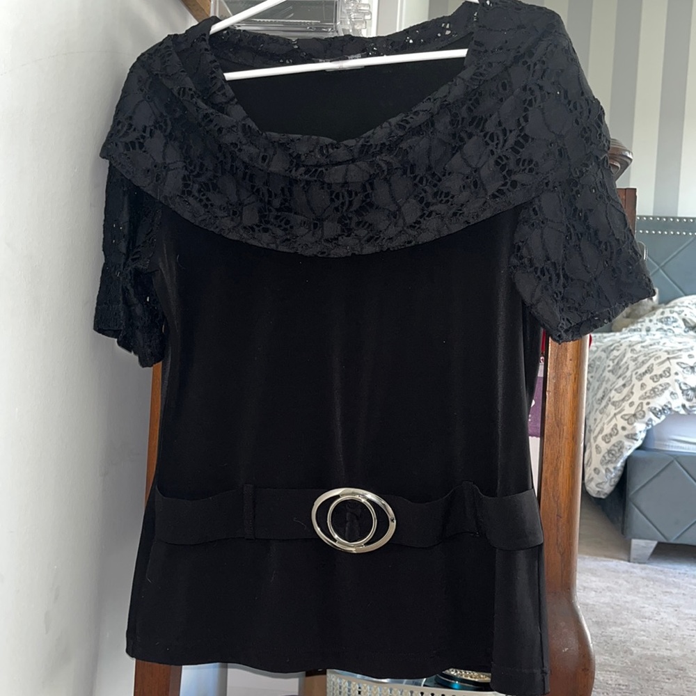 Stretchy black evening blouse